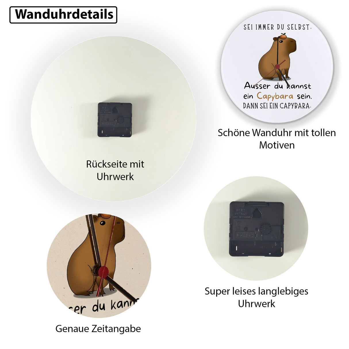 Sei immer du Selbst - ausser du kannst ein Capybara sein Wanduhr