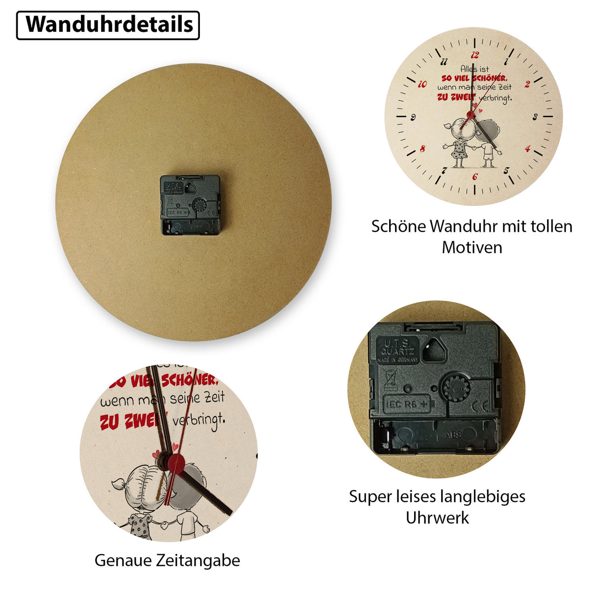 Alles ist schöner zu zweit Wanduhr mit Spruch