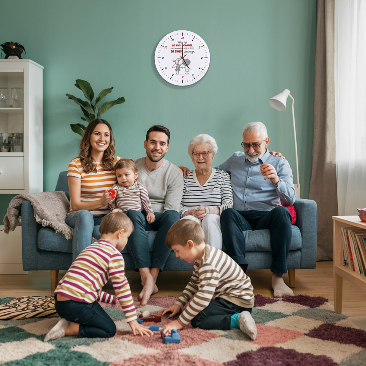 Alles ist schöner zu zweit Wanduhr mit Spruch