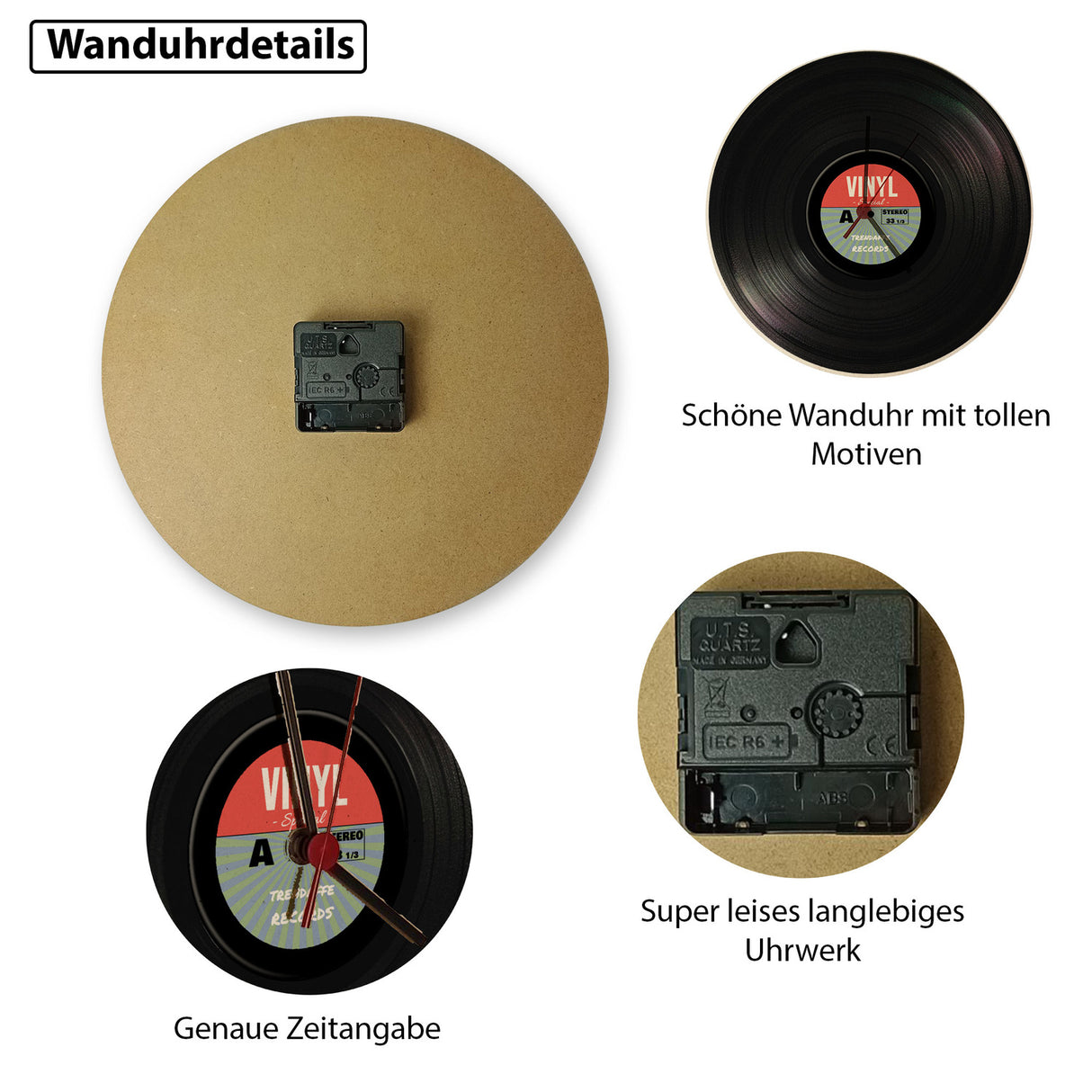 Vinyl Schallplatte Wanduhr