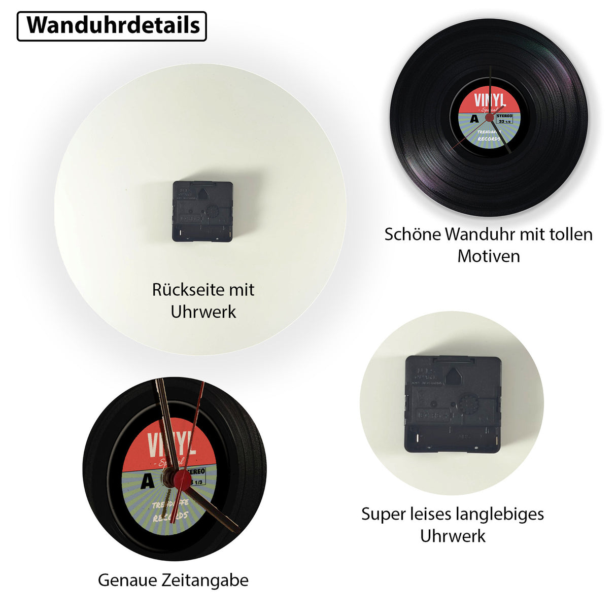 Vinyl Schallplatte Wanduhr