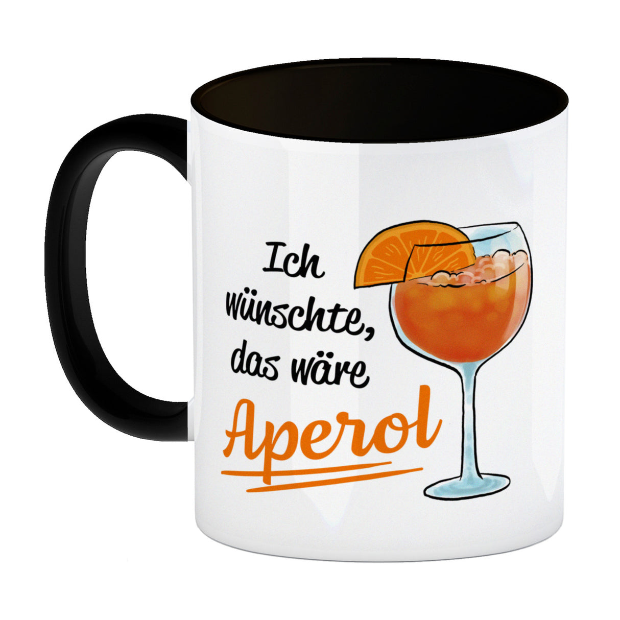 Cocktail Kaffeebecher mit Spruch Ich wünschte das wäre Aperol