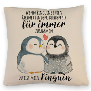 Pinguinpärchen Kissen mit Spruch Du bist mein Pinguin