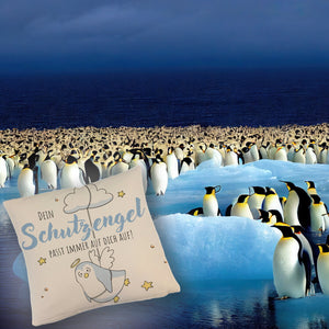 Schutzengel-Pinguin Kissen mit Spruch passe immer auf dich auf
