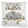 Schlafender Koala Kissen mit Spruch Auftragschiller