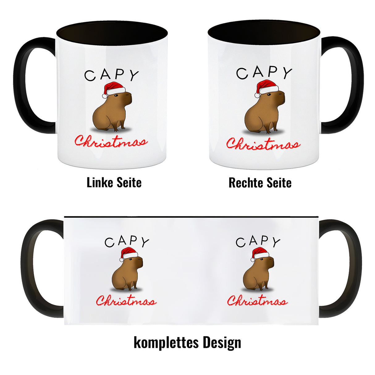 Weihnachts-Capybara Kaffeebecher mit Spruch Capy Christmas