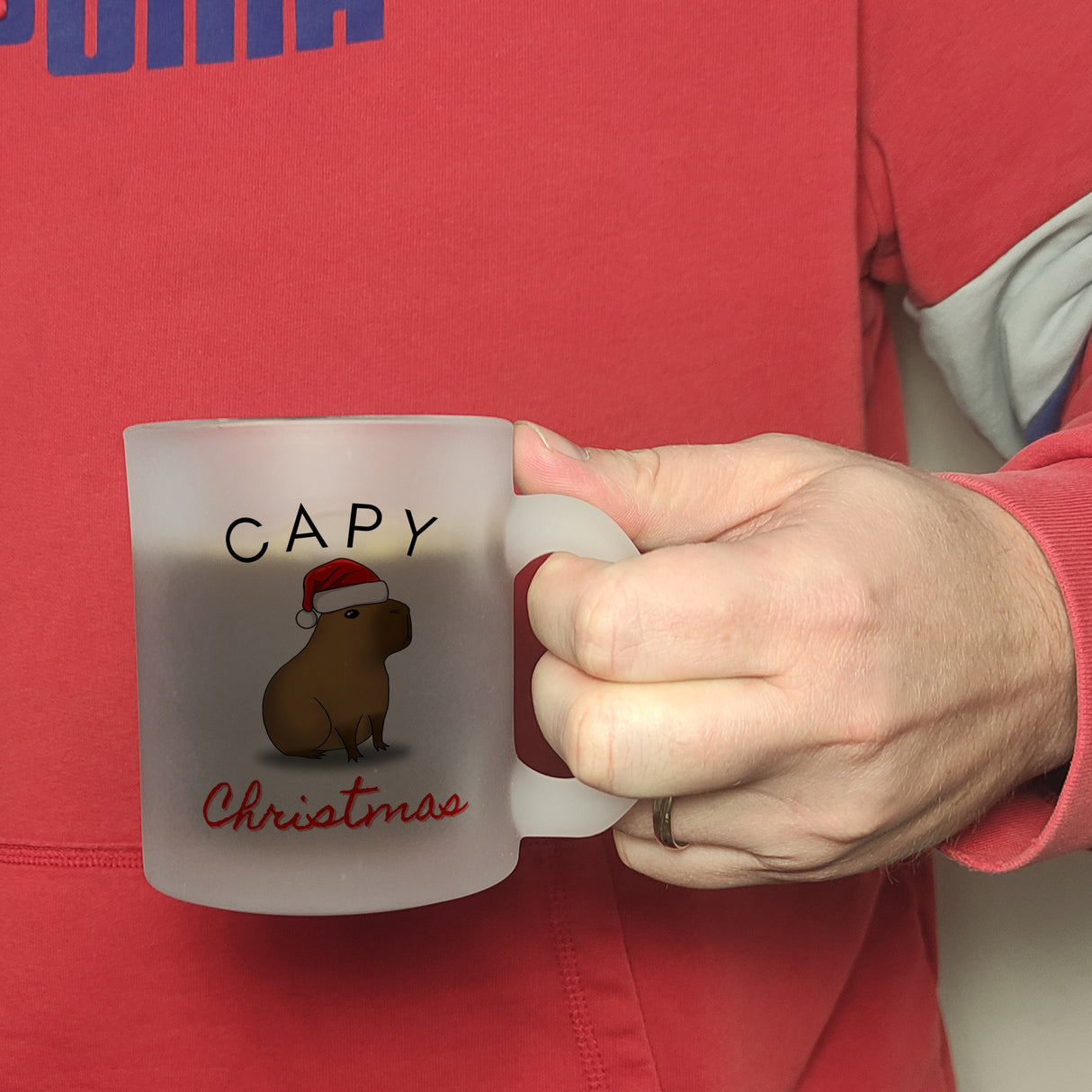 Weihnachts-Capybara Kaffeebecher mit Spruch Capy Christmas