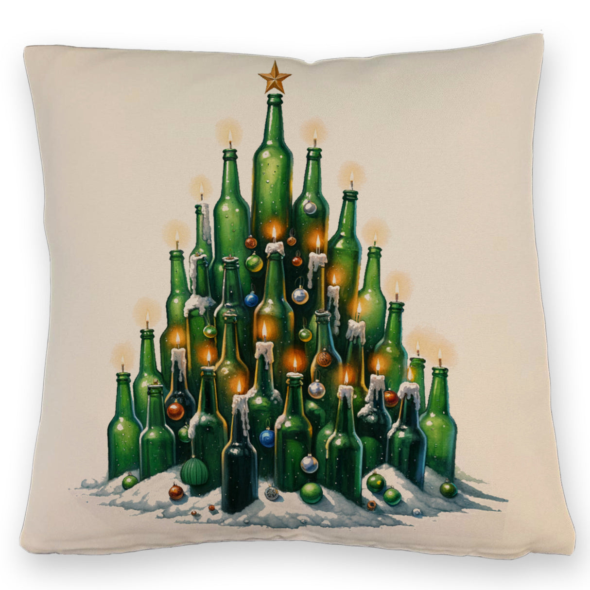 Weihnachtsbaum aus Bierflaschen Kissen