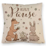 Fuchs und Hase Kissen mit Spruch Kurze Pause