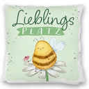 Pummel Biene Kissen mit Spruch Lieblingsplatz