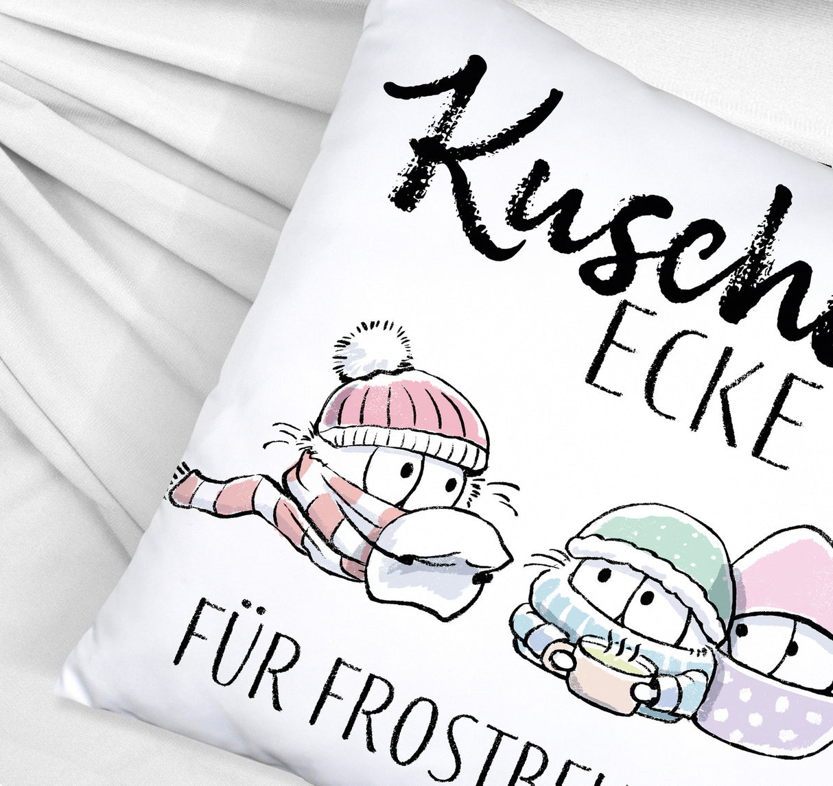 Frostbeule Kissen mit Spruch Kuschelecke für Frostbeulen