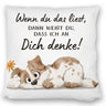 Hund Kissen mit Spruch Ich denke an dich