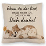 Hund Kissen mit Spruch Ich denke an dich