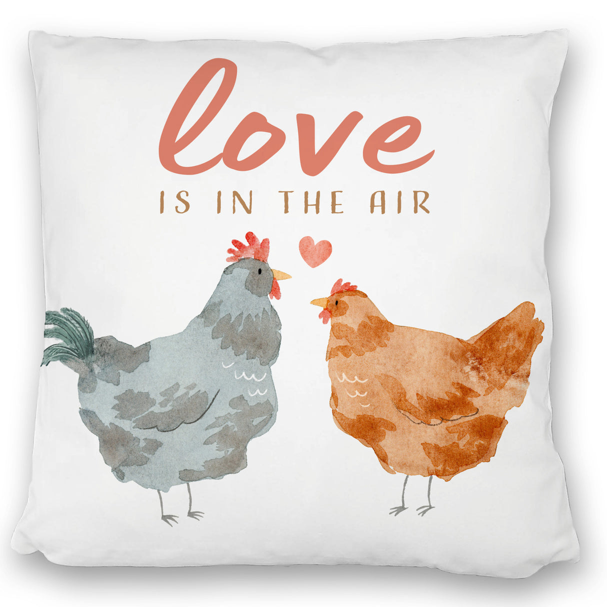 Hühner Kissen mit Spruch Love is in the air