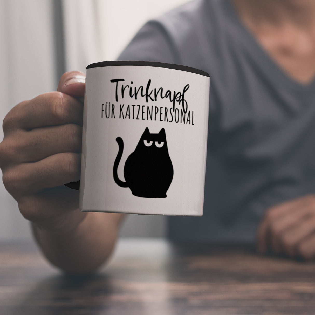 Katze Kaffeebecher mit Spruch Trinknapf für Katzenbesitzer