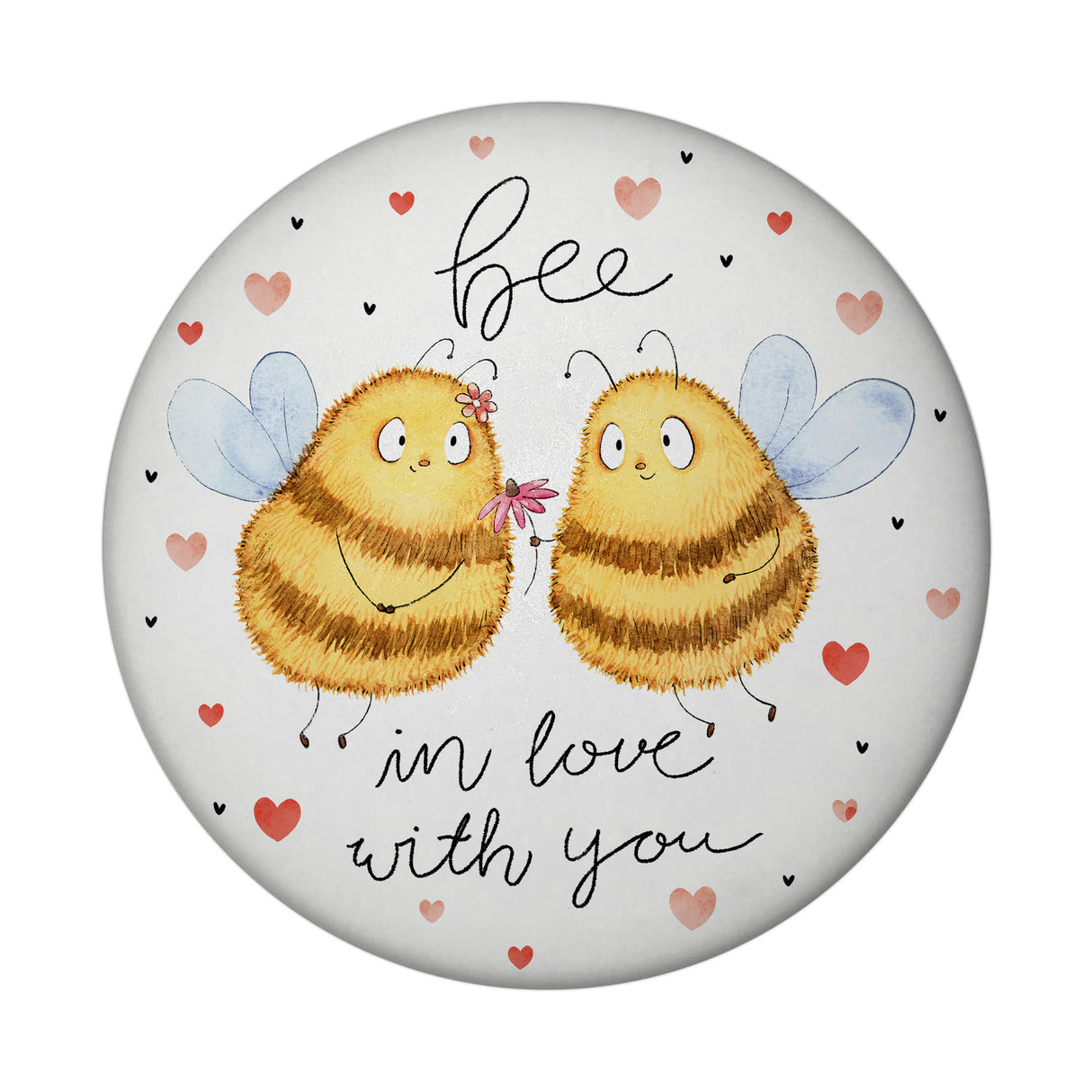 Pummel Biene Magnet rund rund mit Spruch Bee in love with you