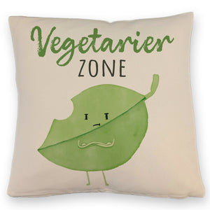 Blatt Kissen mit Spruch Vegetarier Zone