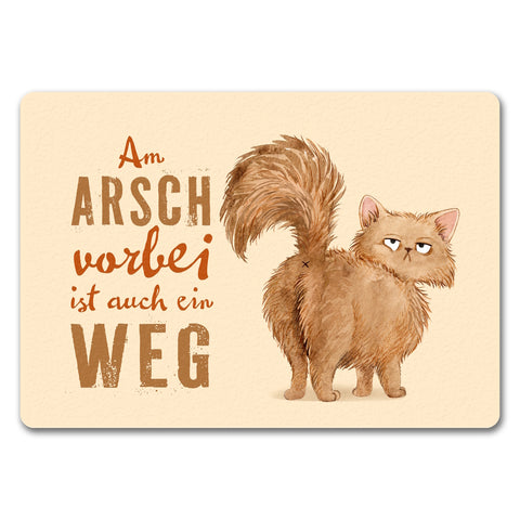 Katze Fußmatte in 35x50 cm ohne Rand mit Spruch Am Arsch vorbei ist auch ein Weg