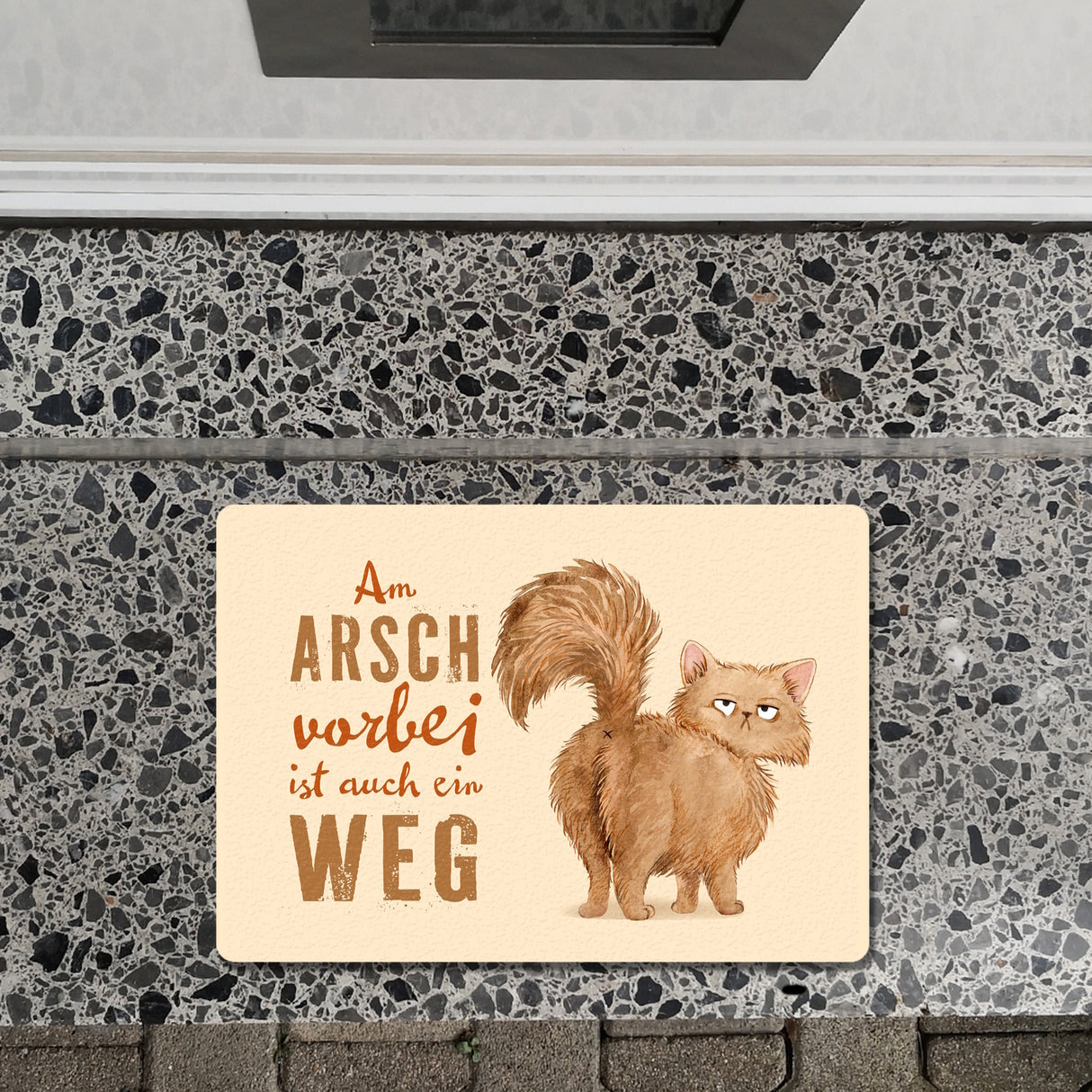 Katze Fußmatte in 35x50 cm ohne Rand mit Spruch Am Arsch vorbei ist auch ein Weg