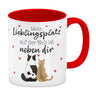 Katzenpaar Kaffeebecher mit Spruch Mein Lieblingsplatz ist bei dir