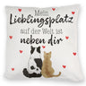 Katzenpaar Kissen mit Spruch Mein Lieblingsplatz ist bei dir