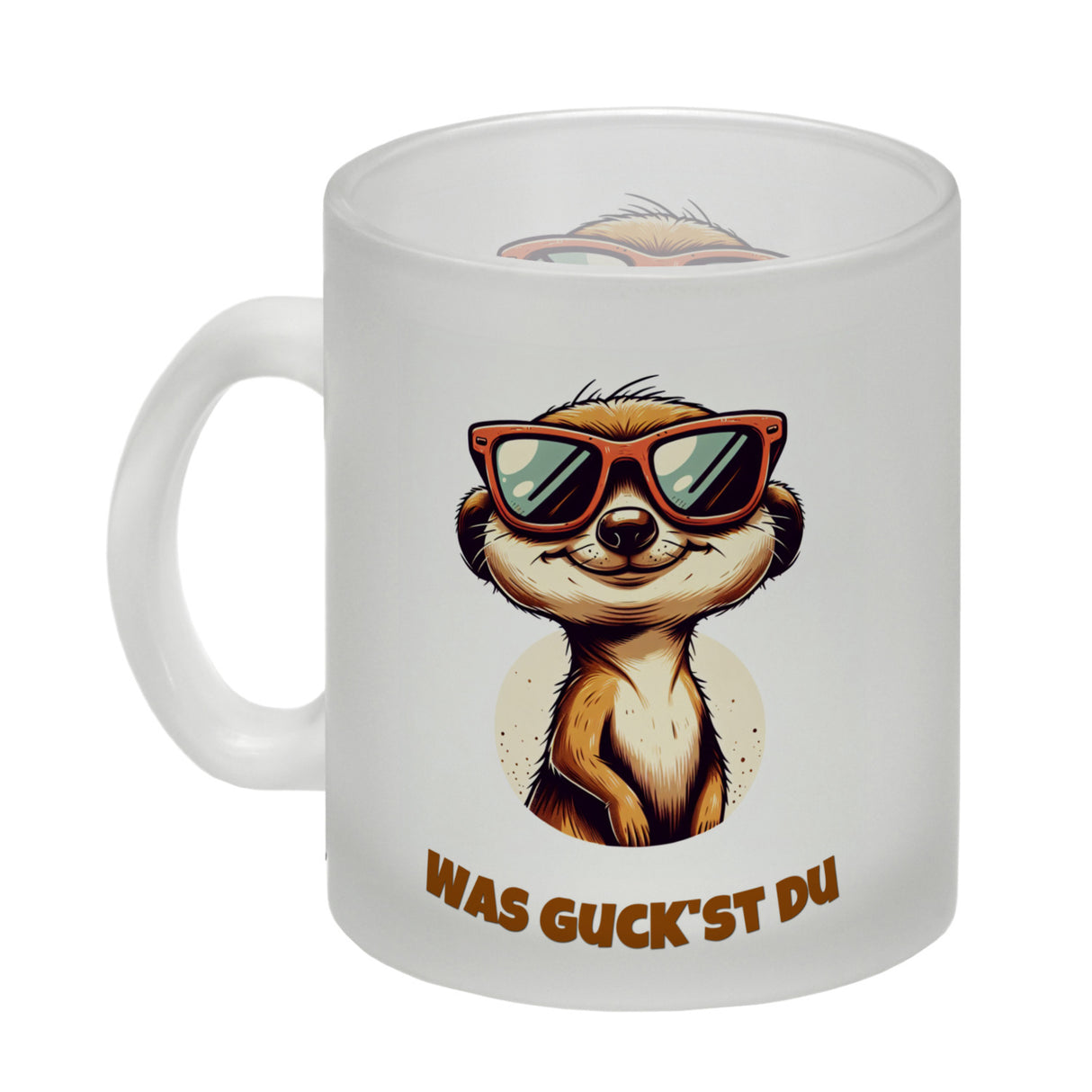 Erdmännchen Geschenke Kaffeebecher mit Spruch Was guckst du