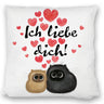 Knuffige Katzen Kissen mit Spruch Ich liebe dich