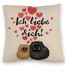 Knuffige Katzen Kissen mit Spruch Ich liebe dich