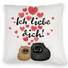 Knuffige Katzen Kissen mit Spruch Ich liebe dich