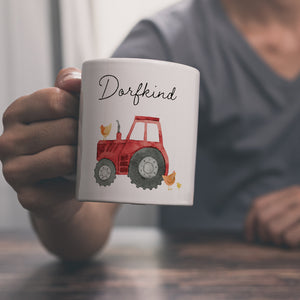 Dorfkind grüner Traktor Kaffeebecher