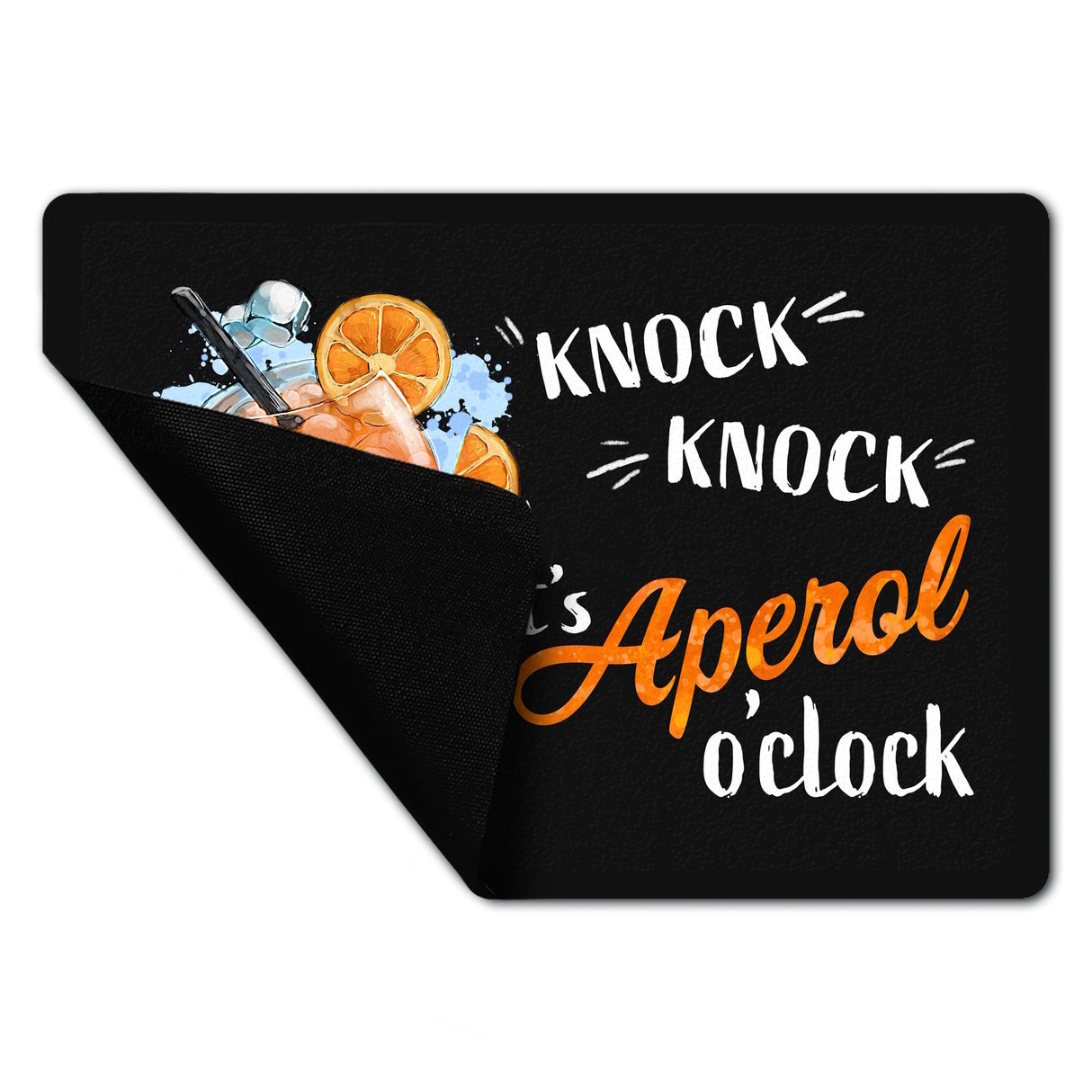 Cocktail Fußmatte in 35x50 cm ohne Rand mit Spruch Knock knock It's Aperol o'clock