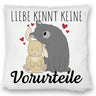 Liebe kennt keine Vorurteile Hase und Wolf Kissen