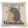 Liebe kennt keine Vorurteile Hase und Wolf Kissen