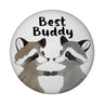 Waschbär Bruder und Kumpel Magnet rund rund mit Spruch Best Buddy