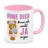 Trauzeugin Teddybär Kaffeebecher mit Spruch Ohne Dich nicht Ja sagen