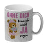 Trauzeugin Teddybär Kaffeebecher mit Spruch Ohne Dich nicht Ja sagen