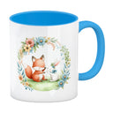 Fuchs und Hase mit Blumenkranz Kaffeebecher