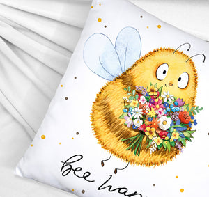 Pummel Biene Kissen mit Spruch Bee happy