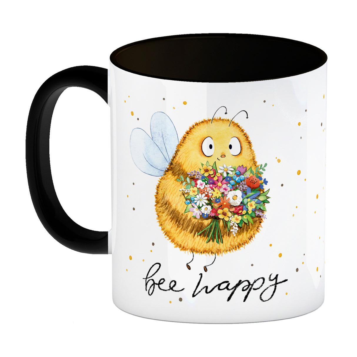 Pummel Biene Kaffeebecher mit Spruch Bee happy