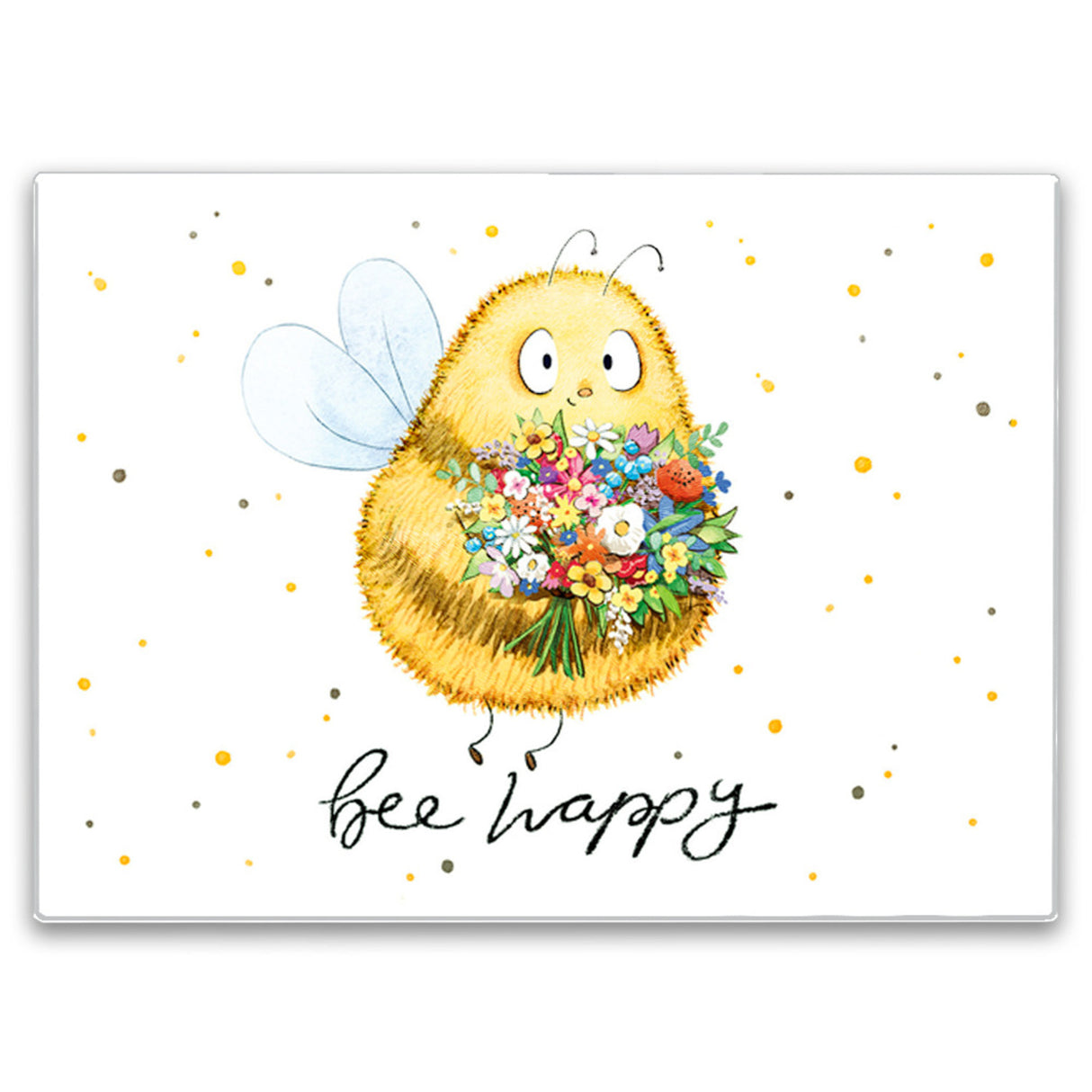 Pummel Biene Schneidebrett aus Glas Glas mit Spruch Bee happy