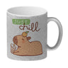 Capybara mit Bubble Tea Kaffeebecher mit Spruch Just Chill