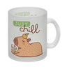 Capybara mit Bubble Tea Kaffeebecher mit Spruch Just Chill