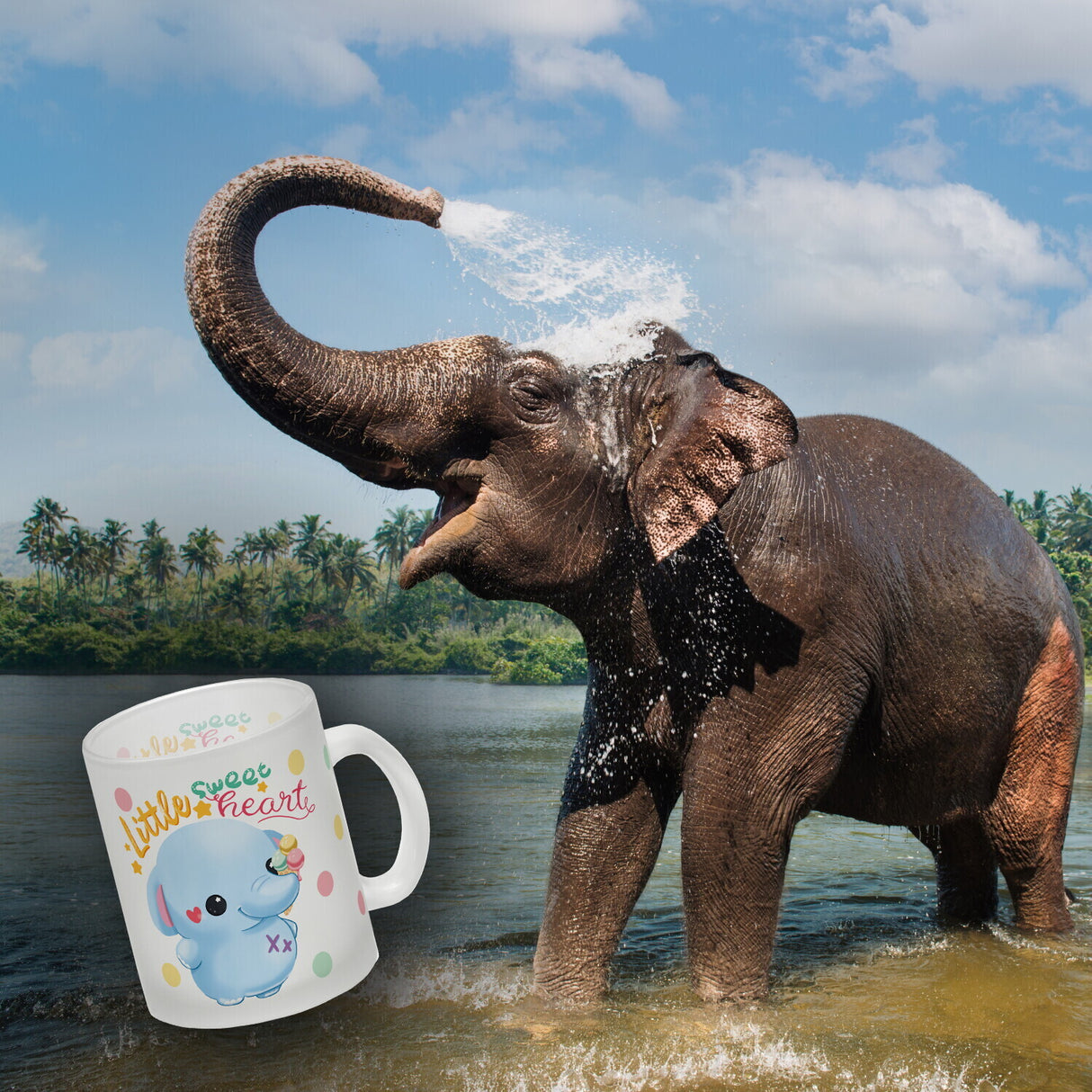 Elefant Kaffeebecher mit Spruch Little sweetheart