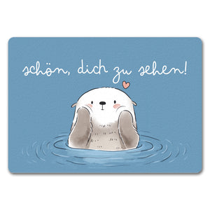 Otter Fußmatte in 35x50 cm ohne Rand mit Spruch Schön dich zu sehen