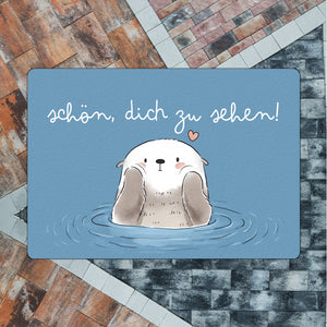 Otter Fußmatte in 35x50 cm ohne Rand mit Spruch Schön dich zu sehen