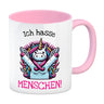 Einhorn Kaffeebecher mit Spruch Ich hasse Menschen!