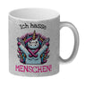 Einhorn Kaffeebecher mit Spruch Ich hasse Menschen!