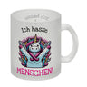 Einhorn Kaffeebecher mit Spruch Ich hasse Menschen!