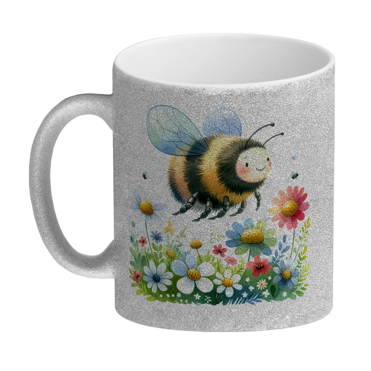 Hummel auf Blumenwiese Kaffeebecher