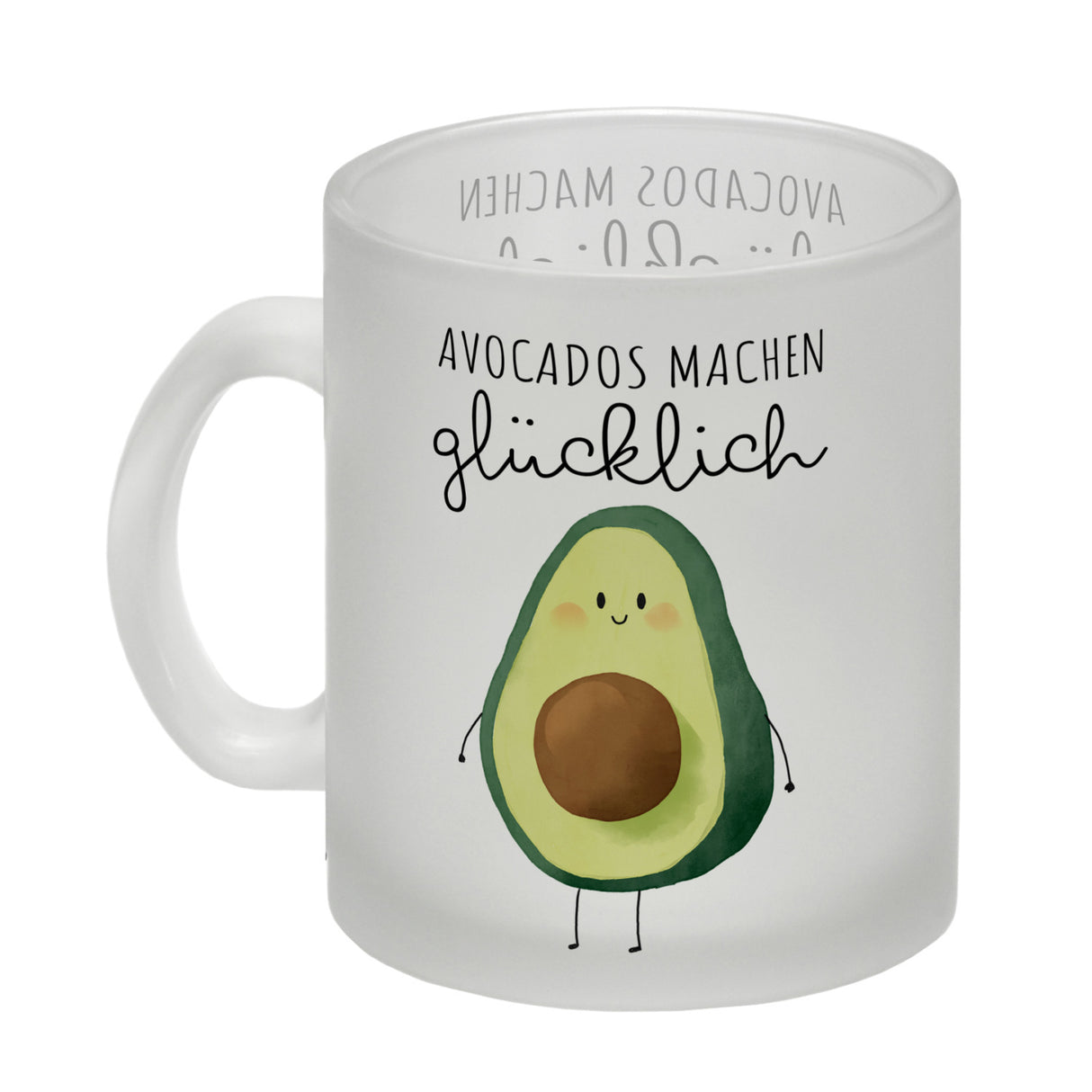 Niedliche Avocado Kaffeebecher mit Spruch Avocados machen glücklich